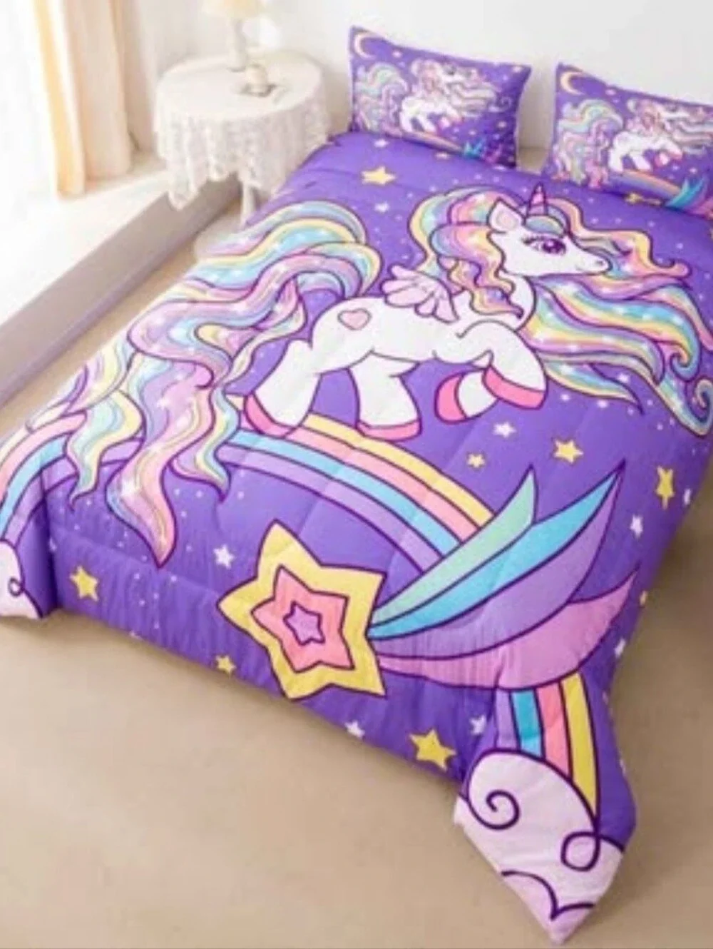 NEW Unicorn Comforter Set Unicorn Glitter Bedding Set Girls Cute Unicorn Comfort